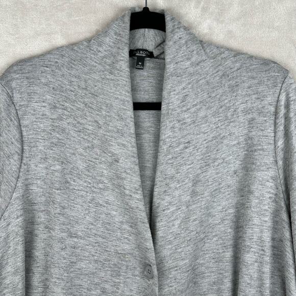 Talbots Sweater Womens Medium Gray Button Front Cardigan Wool Blend Lagenlook - Picture 2 of 12
